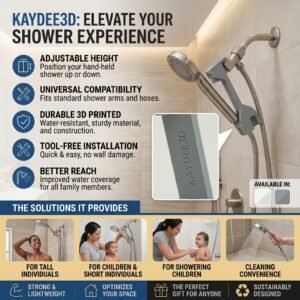 Shower head height adjuster. Adjust your showerhead  up or down 8" without drilling