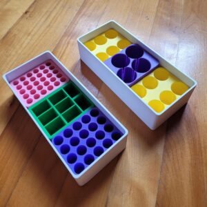 3D printed battery organizer trays for AAA, AA, C, D and 9V batteries