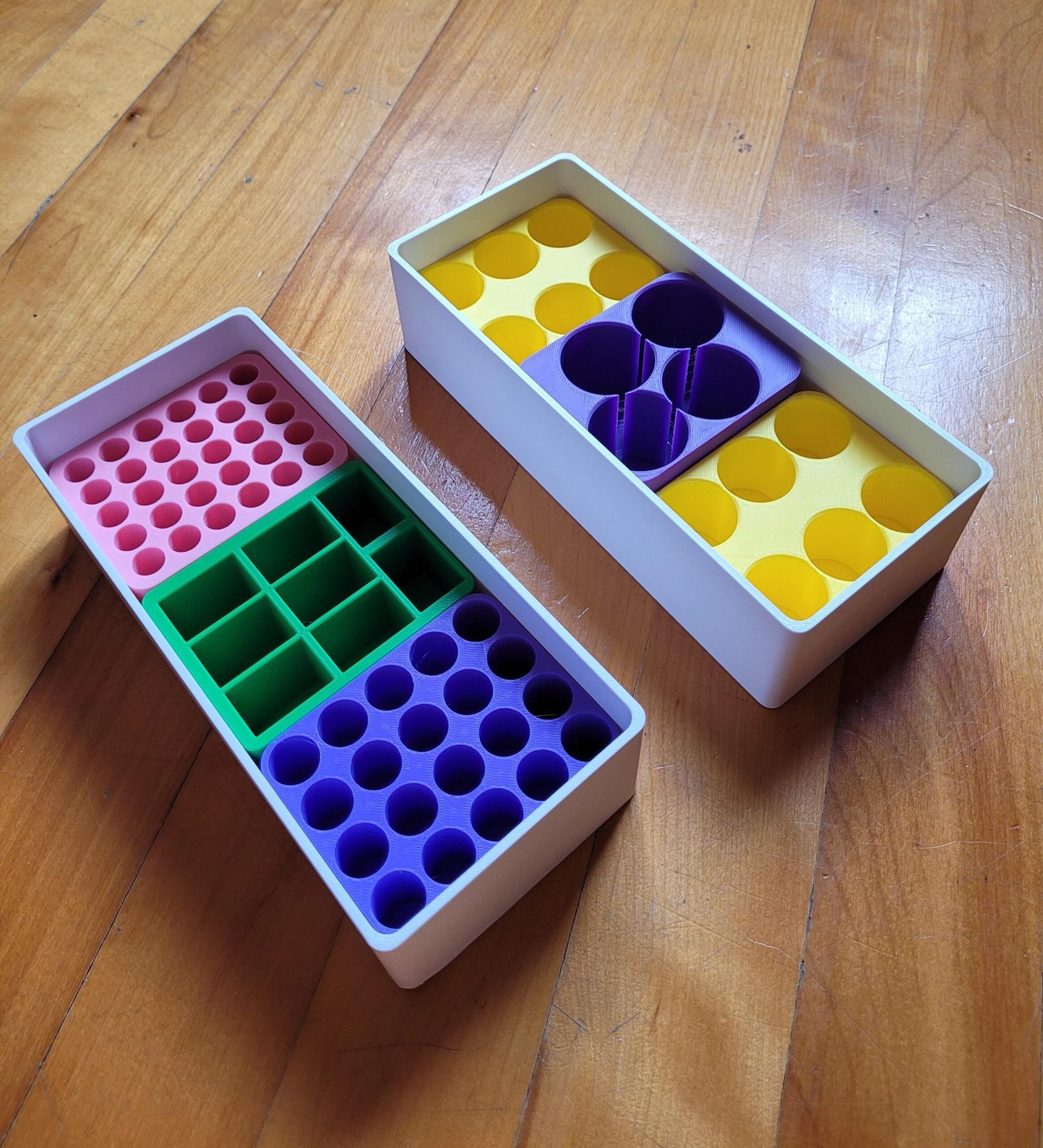 3D printed battery organizer trays for AAA, AA, C, D and 9V batteries
