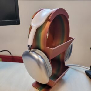 Headphone holder 3D printed in metallic copper and green filament
