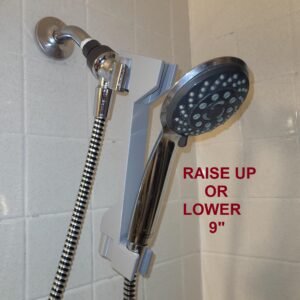 3D printed shower head adjuster extending reach by 9 inches