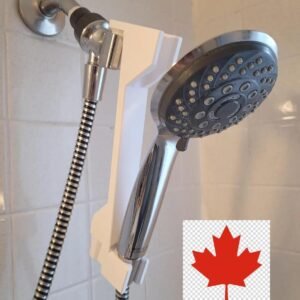 White 3D printed shower head height adjuster, 7 inch extension